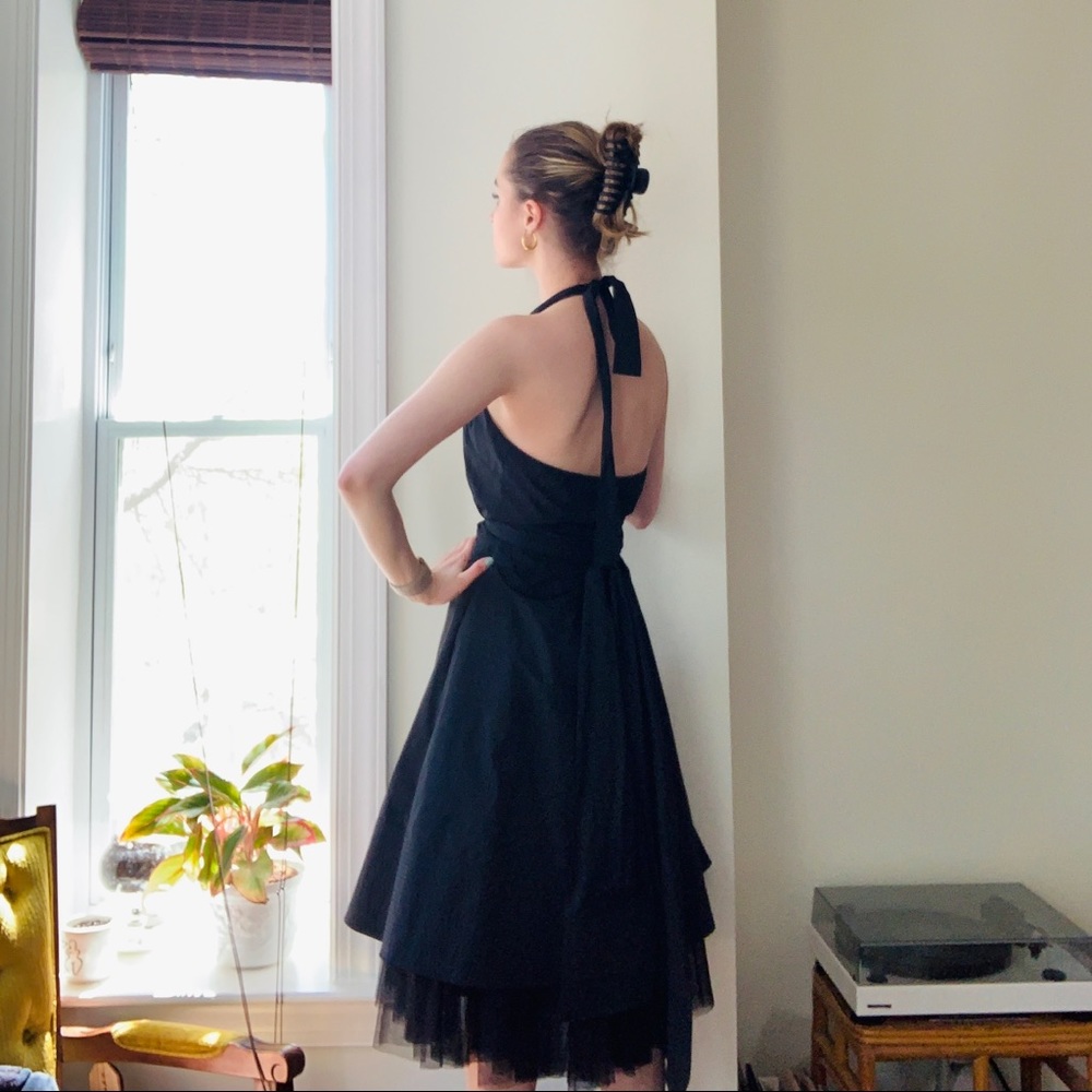 BCBG Black Tulle Halter Dress - Picture 3 of 5